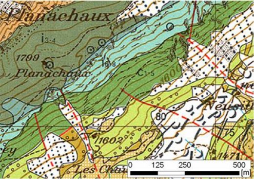 Ausschnitt aus dem Geologischen Atlas der Schweiz, Blatt Les Mosses
