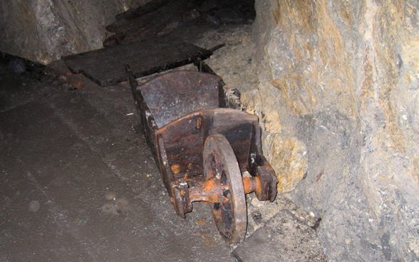 Brouette utilisée autrefois dans la mine du Silberberg, dans la région de Davos