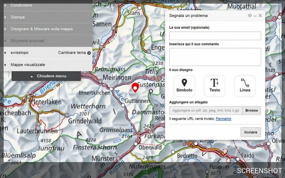 Segnalare modifiche delle carte o dei geodati su map.swisstopo.admin.ch