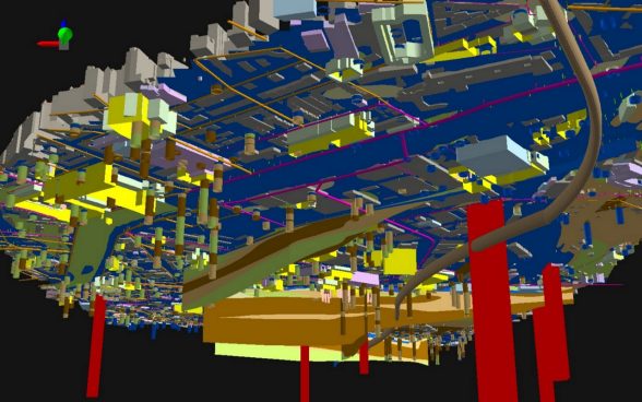 3D-Modell: Bauwerke und Leitungen im Untergrund